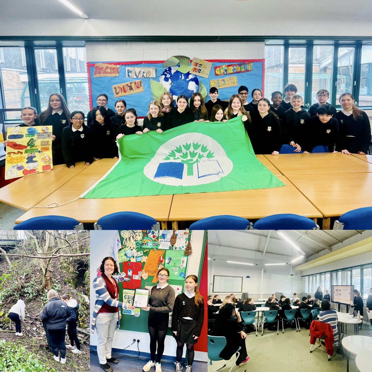 Today, Nicola from Eco Schools visited to present a special 30 yr anniversary award.  We did a fun presentation, quiz, tour and litter pick. We received this certificate because we’ve had 10+ Green Flags and were the first high school in Scotland to achieve Green Flag status! ♻️