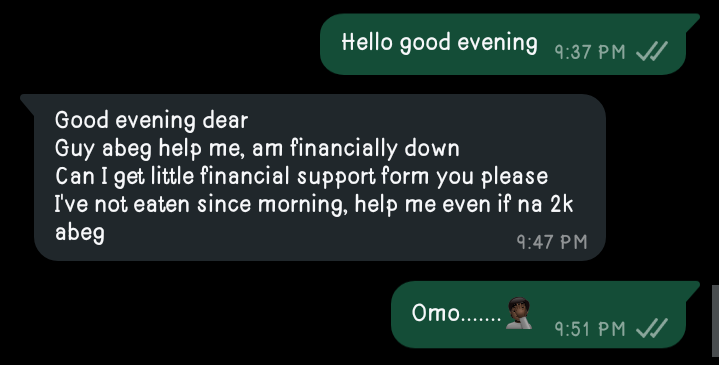 VMJackson01's tweet photo. No be say I really quite ooo 
But how simple🤏🏿 greeting reply go come with billing💵? https://t.co/L2aUjQzc3A