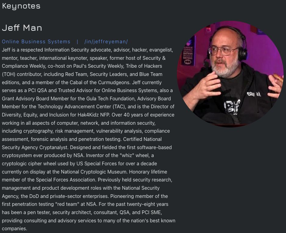 kernelcon (@_kernelcon_) on Twitter photo <a href="/MrJeffMan/">@MrJeffMan (he/him) #WalkswithUnicorns</a> IS KEYNOTING!
He gives insight into the current state of security, where / why its failing & what could be the solution. Don't miss this!
kernelcon.org/agenda
JUST OVER 40DAYS TILL CON! <a href="/MrJeffMan/">@MrJeffMan (he/him) #WalkswithUnicorns</a> IS KEYNOTING!
He gives insight into the current state of security, where / why its failing & what could be the solution. Don't miss this!
kernelcon.org/agenda
JUST OVER 40DAYS TILL CON!