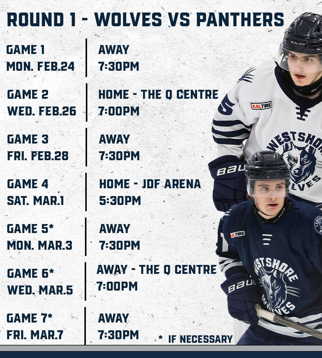 It’s official, we’ve got the Peninsula Panthers in the first round. Here’s your first round schedule!