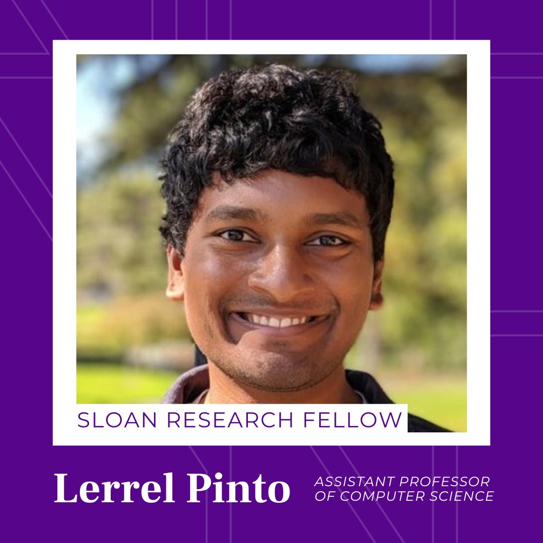 NYU Courant (@nyu_courant) on Twitter photo Congratulations to Lerrel Pinto (<a href="/LerrelPinto/">Lerrel Pinto</a>), Assistant Professor of Computer Science, who has been awarded a research fellowship from the Alfred P. Sloan Foundation (<a href="/SloanFoundation/">Sloan Foundation</a>)!
Read more here: cims.nyu.edu/dynamic/news/1… Congratulations to Lerrel Pinto (<a href="/LerrelPinto/">Lerrel Pinto</a>), Assistant Professor of Computer Science, who has been awarded a research fellowship from the Alfred P. Sloan Foundation (<a href="/SloanFoundation/">Sloan Foundation</a>)!
Read more here: cims.nyu.edu/dynamic/news/1…
