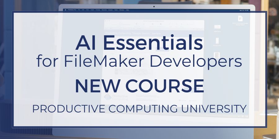 ProdComp's tweet image. Are you ready to transform your FileMaker applications with AI? Enroll now in PCU&apos;s latest course, AI Essentials for FileMaker Developers and begin your journey towards becoming proficient in AI-powered FileMaker solutions!
buff.ly/4b954LC 
#Claris
#FileMaker
