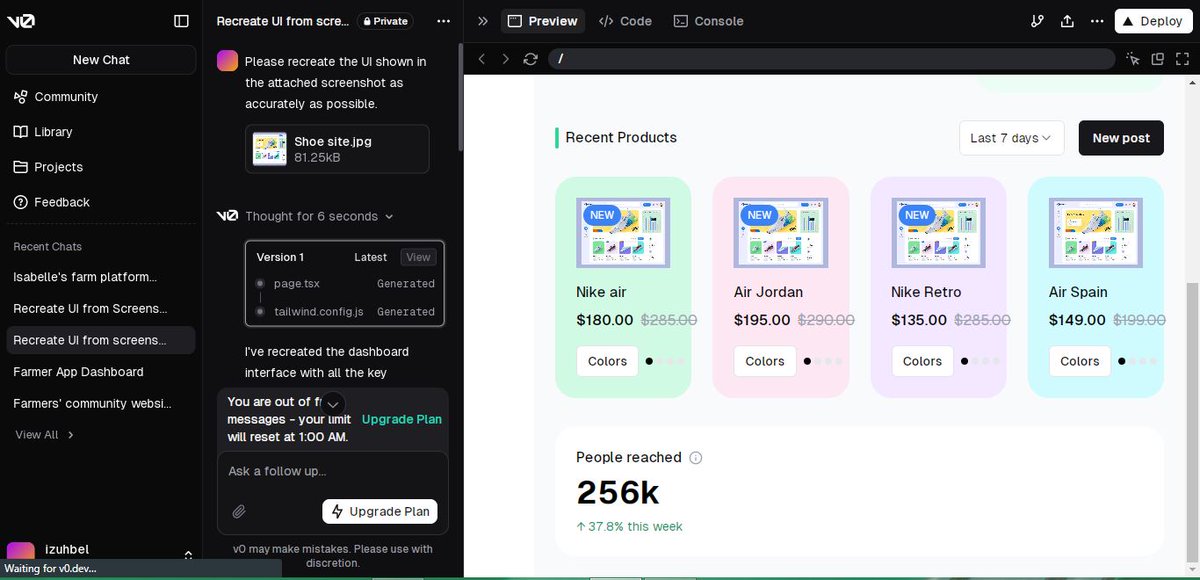 Completed my Day 8 task — Generative UI! I learned how to get both design results and code just by describing requirements and uploading wireframes. It’s incredible how AI turn ideas into visuals and functional code in no time. 
#ALX #AIStarterKit  #UIDesign