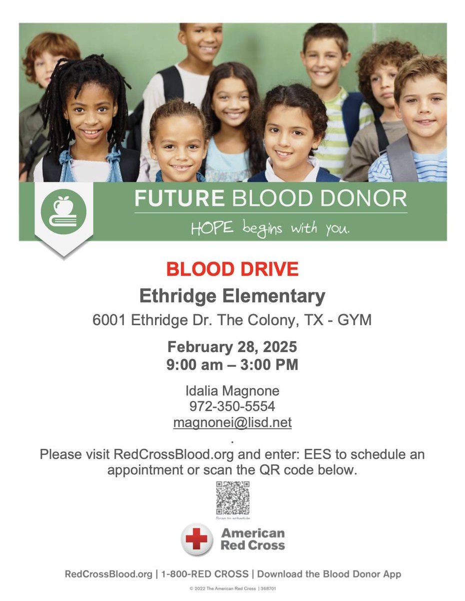 Next week is our annual blood drive!!   Create a flurry of hope! Come give blood Jan. 27 to Feb. 28 for a $15 e-gift card rcblood.org/flurry