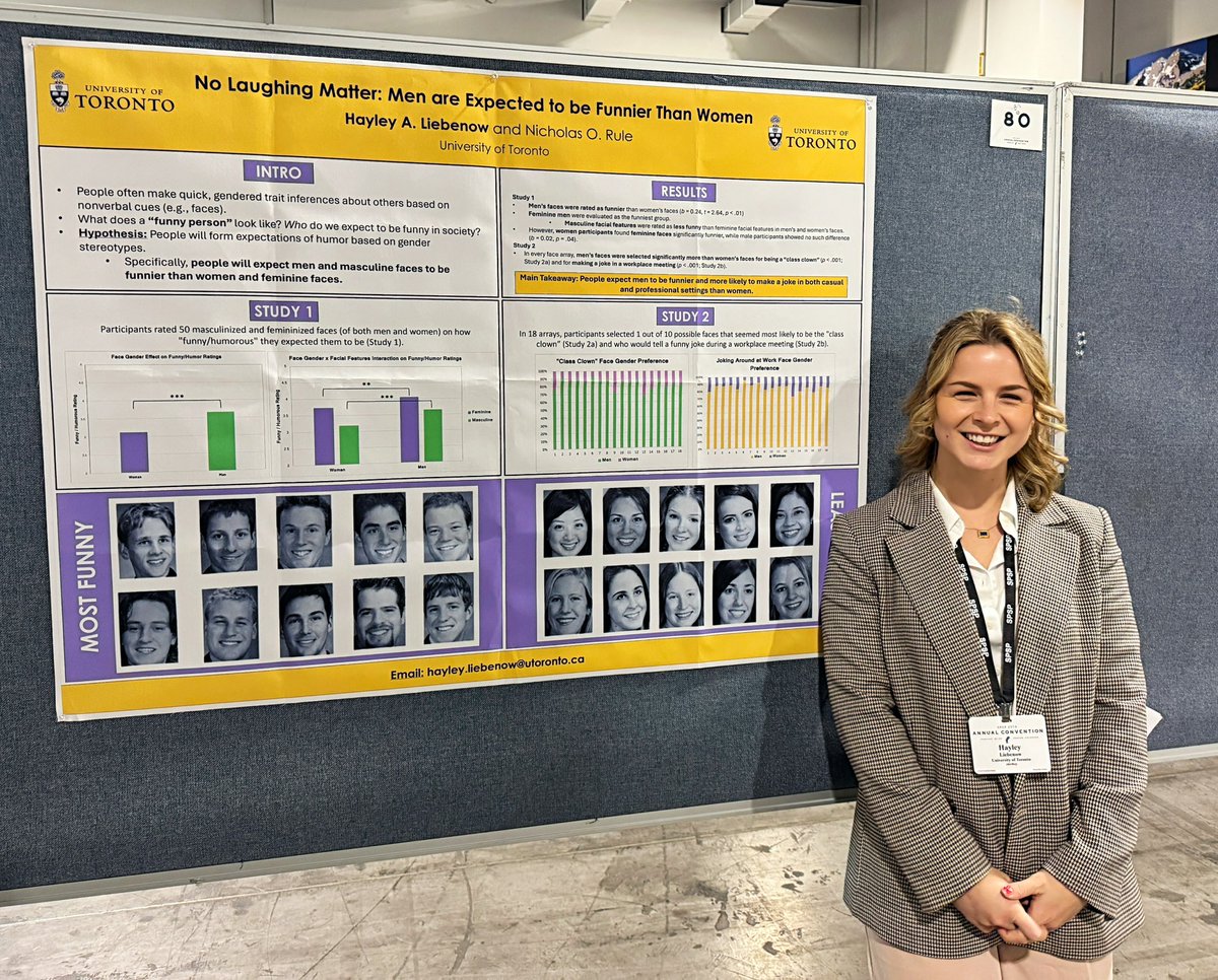 No Laughing Matter: Men Are Expected to be Funnier Than Women 🎭

Do people really believe that “women aren’t funny”? We found that people expect men to be funnier and more likely to make a joke in both casual and professional settings.

Excited to continue this work! #SPSP2025