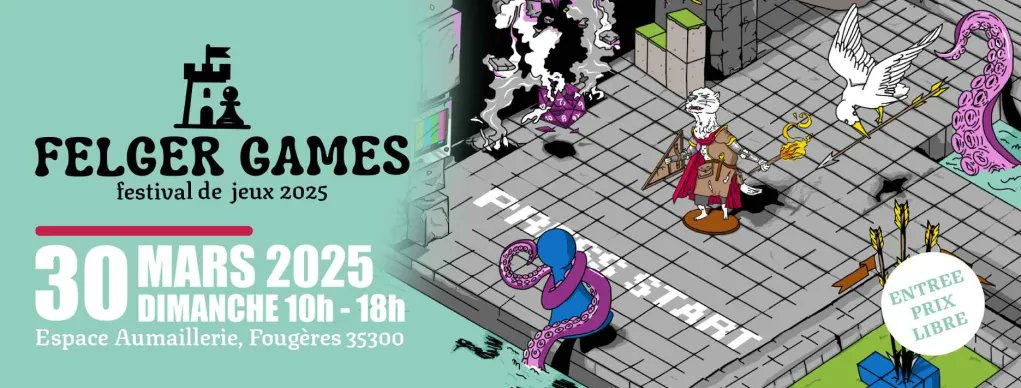 Première édition des Felgers Games !
- Dimanche 30/03 
- Espace Aumaillerie, 1 rue Louis Lumière, 35133 La Selle-en-Luitré.
- 96 slots  
- Prix : Venue Fee 5€ / 5€ Tournois Ultimate  
- Cashprize : 800€  
- Début 10h30
- start.gg/tournament/fel…