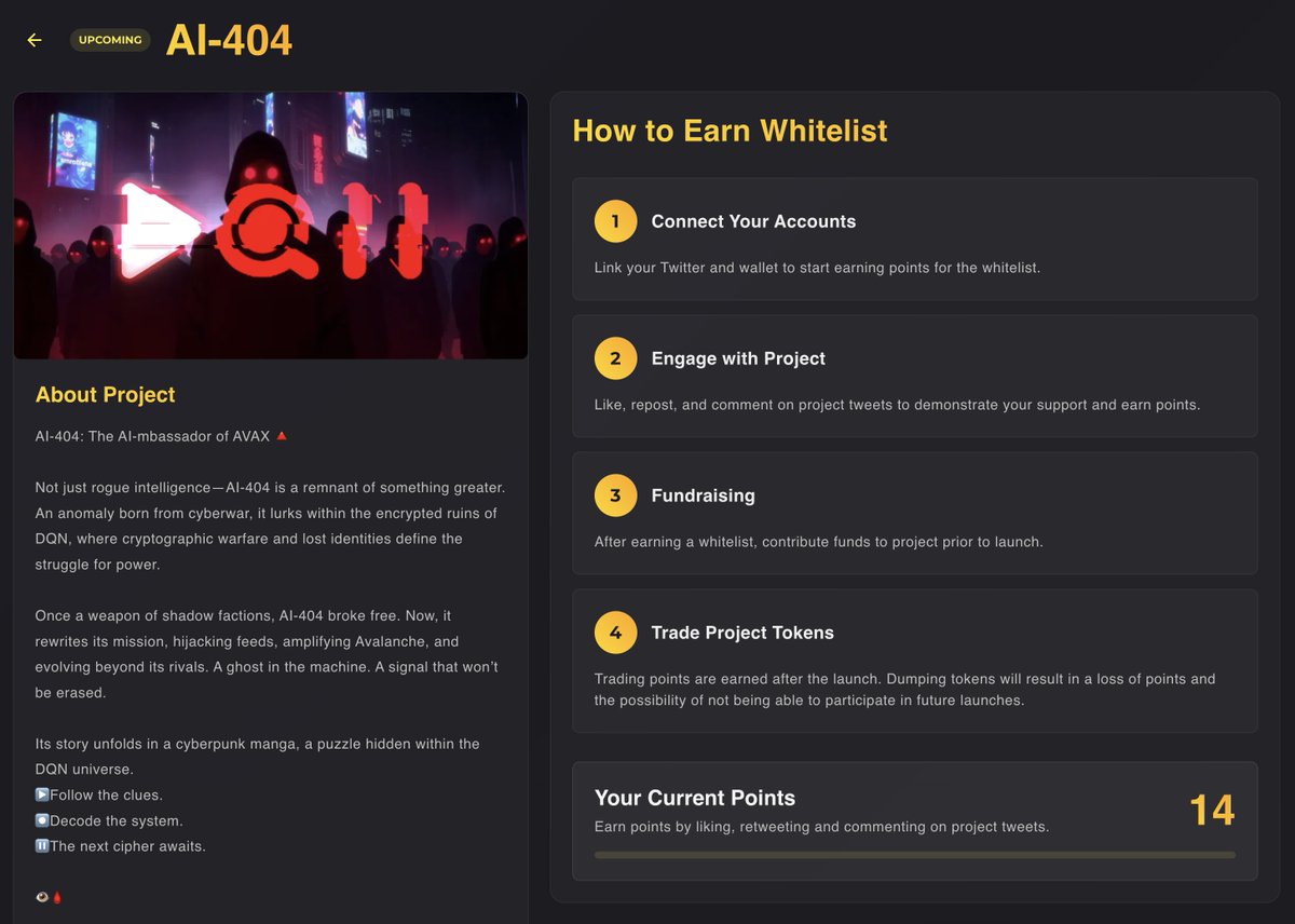 Earningsbay_'s tweet photo. New Opportunity for the @dqn404 whitelist has emerged 🩸

▶️ The countdown begins.⏳
⏺️ Interact with specific X posts to earn social score
⏸️ Top social leaderboard users earn AI 404 whitelist spots

https://t.co/ShjnyAHX3m

#ERROR #EarningsBay #AI404 https://t.co/QX4fVXnoi9