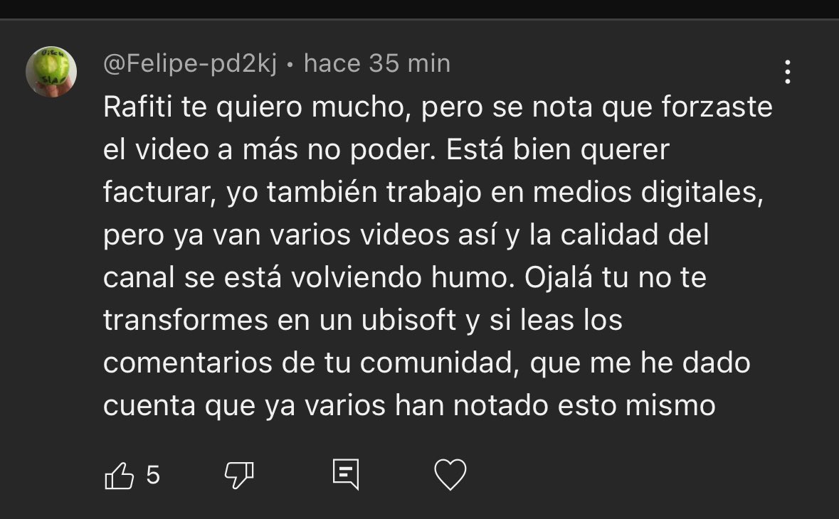 TheRAFITI69's tweet image. Ma friends, me gustaría saber vuestra opinión.

Es un comentario muy interesante y quiero saber qué pensáis.

¿Preferís más o menos vídeos? Os leo 👀