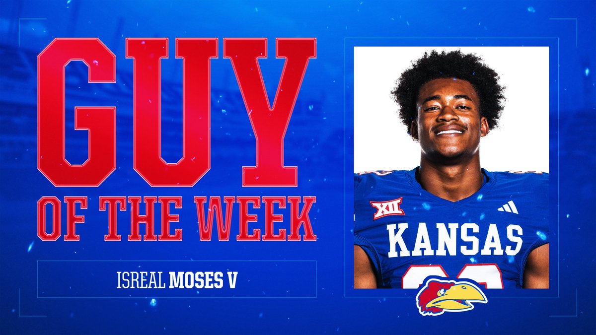 Kansas Football (@ku_football) on Twitter photo Guy of the Week: <a href="/IsrealMoses_/">Isreal “Izzy” Moses V</a> 🔴🔵 Guy of the Week: <a href="/IsrealMoses_/">Isreal “Izzy” Moses V</a> 🔴🔵