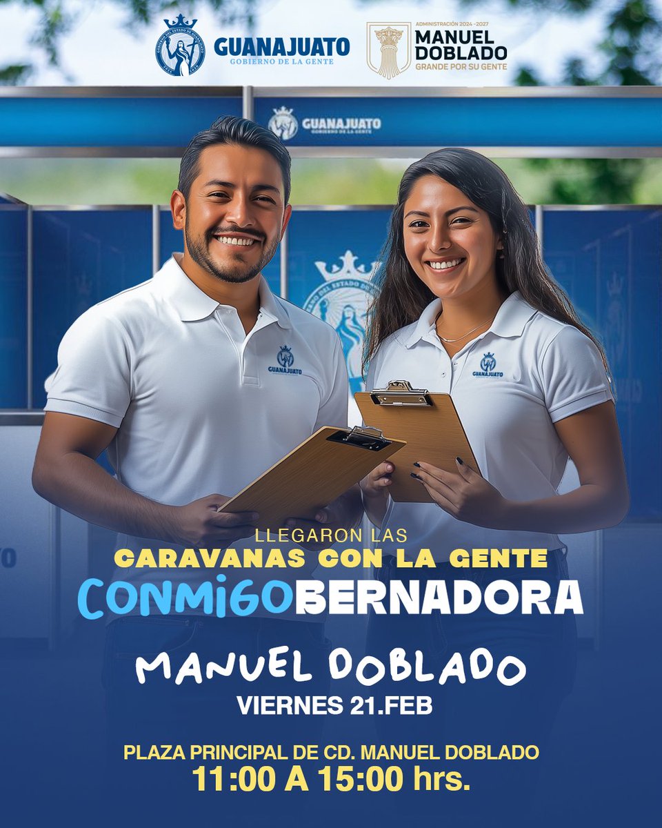 LibiaDennise's tweet photo. Mi gente de Manuel Doblado les tengo una buena noticia, mañana llegamos a su municipio con la Caravana de la Gente.

Ahí estaremos para saludarlos, escucharlos y llevarles trámites y servicios. ¡Nos vemos mañana! 💙 https://t.co/fCZXbtlohu
