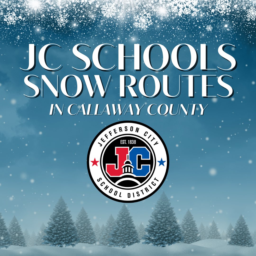 JC Schools will be OPEN tomorrow, FRIDAY 2/21/25. 

SNOW ROUTES will be used in Callaway County for AM &amp; PM routes. All other buses will run their regular routes. 

Snow route info can be found here: jcschools.us/Page/90