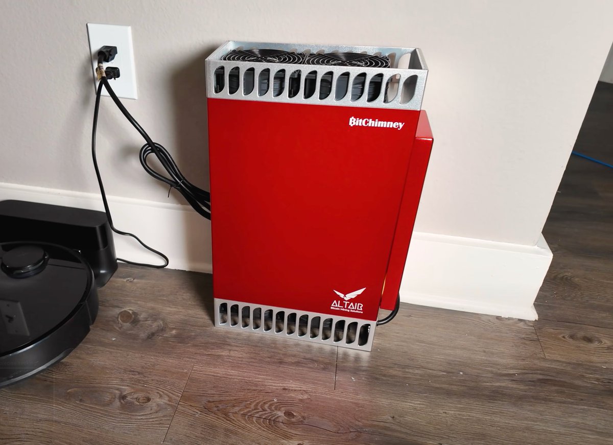 Heating an extra room with a space heater that only produces heat? ❌❌❌  Heating an extra room with a BitChimney from @altair_tech that produces  heat AND mines bitcoin?? ✓✓✓ Runs on a