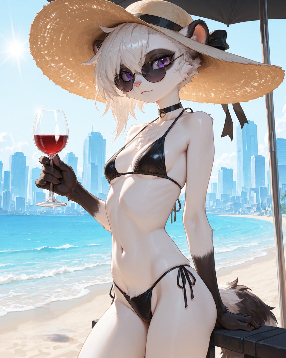 ZellerAi's tweet photo. Beach pics are a favorite of mine, so I was pretty happy when I got tagged by @NillKem for the #BeachDayAI challenge by @Cookie_Creams1
So, have a lovely picture of Liza from our trip to the beach last weekend. https://t.co/yKH1muzVhQ