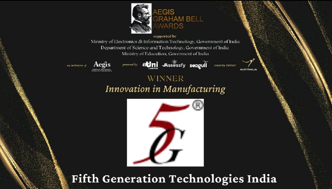 fifthgentech's tweet photo. 🥇Excited and honored to share that we're the winner in the #manufacturinginnovation category of the 15th Edition of @AegisGrahamBell.🏆

#AGBAwards #innovationleadership #innovationexcellence #DigitalIndia #indianmanufacturing

@EduMinOfIndia | @GoI_MeitY | @_DigitalIndia https://t.co/8yjtcTwJA0