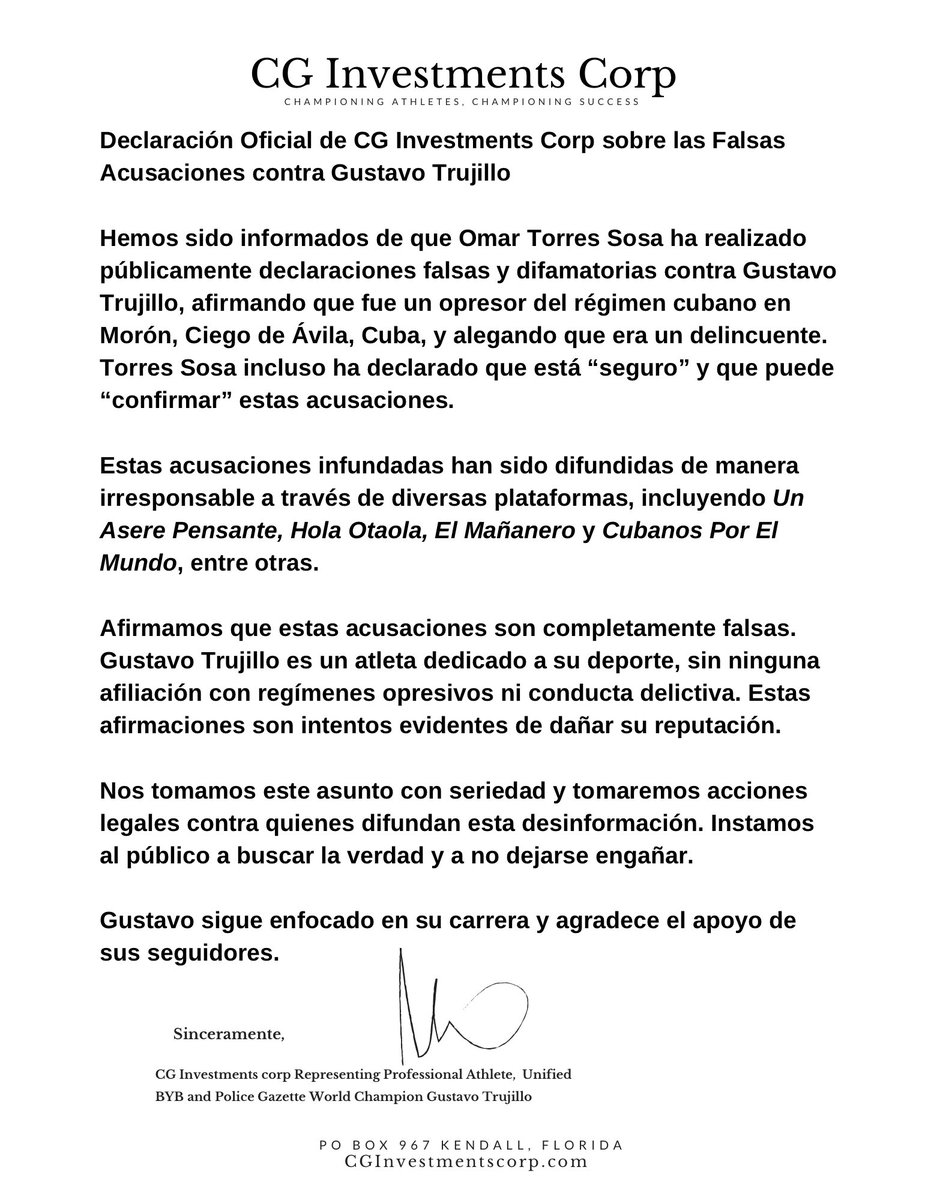 Tomaremos acciones legales