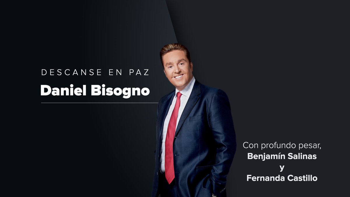 Lamentamos profundamente el fallecimiento de nuestro querido amigo y compañero, Daniel Bisogno, siempre será recordado con mucho cariño por toda la familia <a href="/Azteca/">TV Azteca</a>.
Enviamos nuestro más profundo pésame  a toda su familia y amigos.