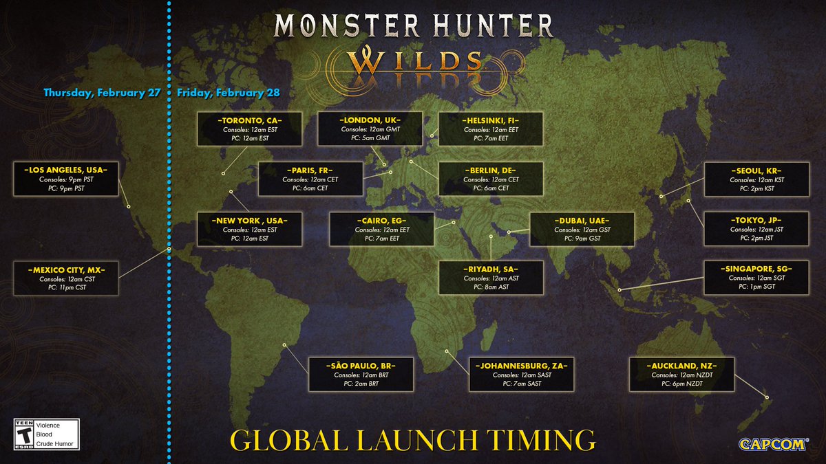 Kayzaros0's tweet photo. Prepare yourself for the digital launch of #MonsterHunterWilds on #PS5, #XboxSeries X|S, and #PC with this helpful launch map! 

#Videogames #Gaming #Gamer #Capcom #MonsterHunter https://t.co/D4QqSsRhkL
