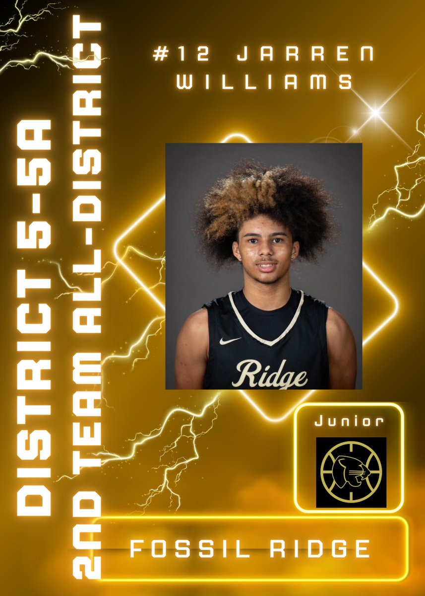 5-5A 2nd Team All-District, Congrats to <a href="/JarrenCWilliams/">Jarren Williams</a> 
<a href="/FossilRidgeKISD/">Fossil Ridge High School</a> <a href="/ridgepanthers/">FRHS Panthers</a> <a href="/KISDAthletics/">Keller ISD Athletics</a>