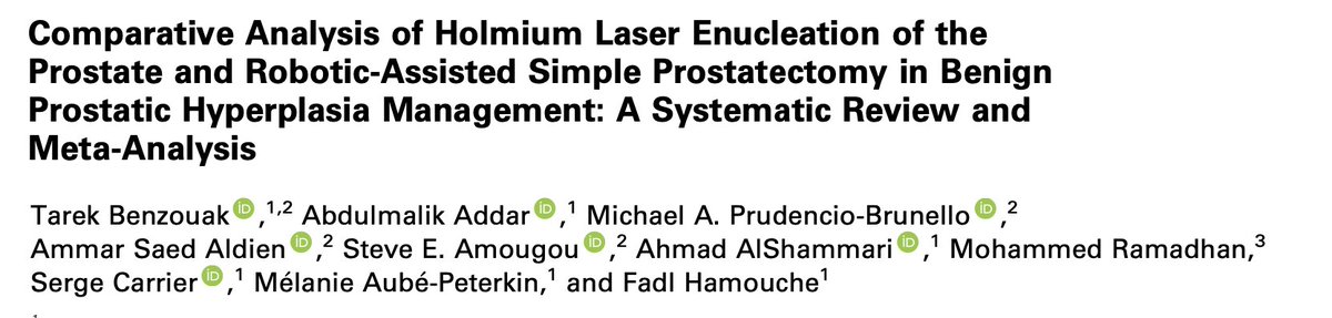 Dr Alexandre Dingiullo (@dingiulloa) on Twitter photo HoLEP
✅Shorter operative time (49.48 min less)
✅Shorter hospital stay (1.5 days less)
✅Faster catheter removal (3.8 days faster)
✅75% reduction in transfusion
✅Lower overall complication rates
✅Reduced risk of UTI and retention
<a href="/ThiagoHotaUro/">Thiago Hota</a> <a href="/trwherrmann/">Thomas RW Herrmann</a> <a href="/JUrology/">Journal of Urology</a> HoLEP
✅Shorter operative time (49.48 min less)
✅Shorter hospital stay (1.5 days less)
✅Faster catheter removal (3.8 days faster)
✅75% reduction in transfusion
✅Lower overall complication rates
✅Reduced risk of UTI and retention
<a href="/ThiagoHotaUro/">Thiago Hota</a> <a href="/trwherrmann/">Thomas RW Herrmann</a> <a href="/JUrology/">Journal of Urology</a>
