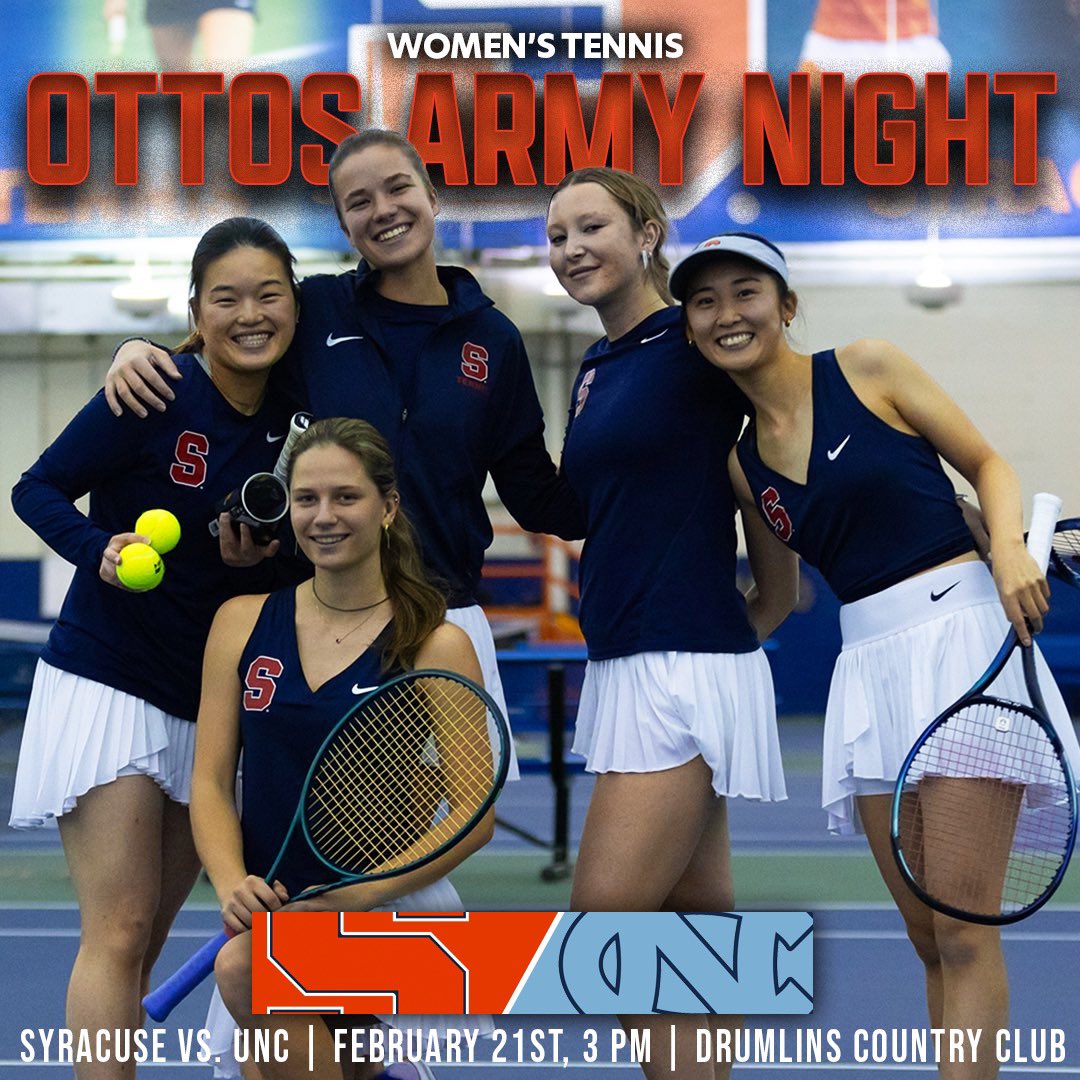 OA NIGHT TOMORROW AT DRUMLINS!!! <a href="/Cuse_Tennis/">Syracuse Tennis</a> faces off against UNC tomorrow starting at 3:00pm 🔥🎾 #bleedorange