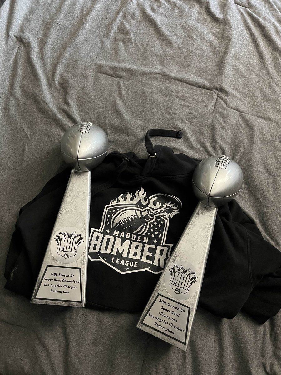 TheBomberLeague's tweet image. The Los Angeles Chargers add trophy #2 to the resume in #MBLSeason59 

- ⚡️Chargers are off to a 5-0 start in #MBLSeason60 💪 We might be witnessing the next MBL Dynasty‼️

#MBLFamily #MBLWitnessGreatness