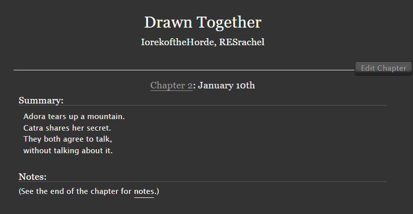 The second chapter of <a href="/_RESrachel/">Rachel</a> and I's catradora soulmark/exes fic 'Drawn Together' is now up! The second day of Catra's holiday in the town she tried to forget. 

Link: archiveofourown.org/works/55972837…

also follow me on bluesky: 
bsky.app/profile/riorek…