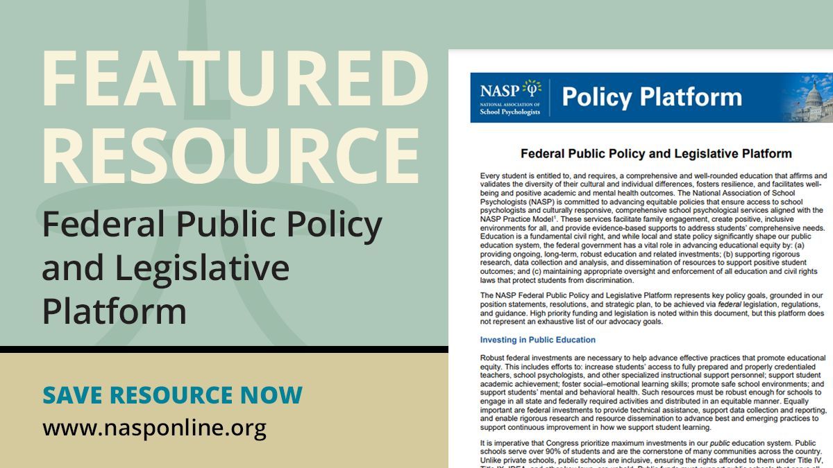 NASP's vision cannot be achieved without policies to support the mission. The Federal Public Policy and Legislative Platform represents key goals that can be realized through legislation, with your advocacy and support. Save the full platform to reference: buff.ly/3QkaE4j