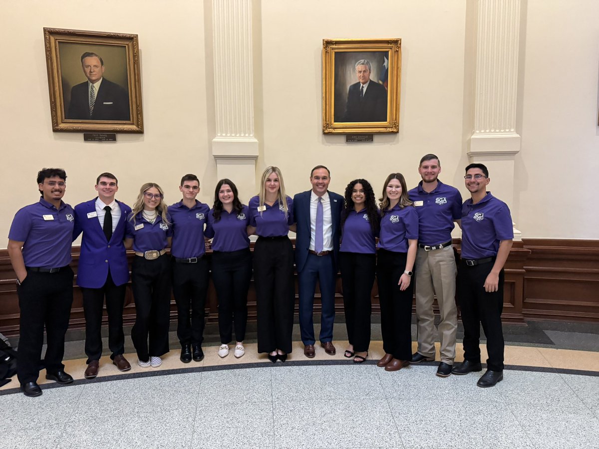 TarletonPrez's tweet photo. We’re proud to represent @TarletonState at the Texas State Capitol today! 💜 Our Texans are building relationships, advocating for higher education and showcasing their amazing work.

#TarletonState #BleedPurple #Tarleton125 https://t.co/kH0GksCW0M