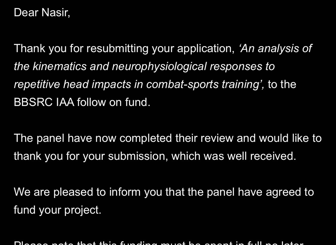 Nasir Uddin (@nasiruddin4595) on Twitter photo Pleased to be awarded a follow-on fund from the <a href="/BBSRC/">Biotechnology and Biological Sciences Research</a> IAA and <a href="/Uni_of_Essex/">University of Essex</a> to continue my work on monitoring head impacts in combat sports, expanding out from Colchester to around the UK! Gym partnerships to be confirmed in due time ๐ Pleased to be awarded a follow-on fund from the <a href="/BBSRC/">Biotechnology and Biological Sciences Research</a> IAA and <a href="/Uni_of_Essex/">University of Essex</a> to continue my work on monitoring head impacts in combat sports, expanding out from Colchester to around the UK! Gym partnerships to be confirmed in due time ๐