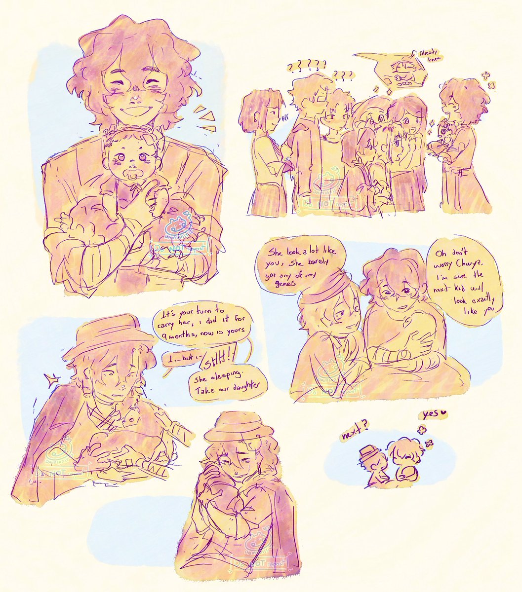 Before i decided on the triples i toyed with the idea of skk have one daughter.  This are old-ish doodles of it

[ #文スト #BSD #Soukoku #skk #Dazai #Chuuya]