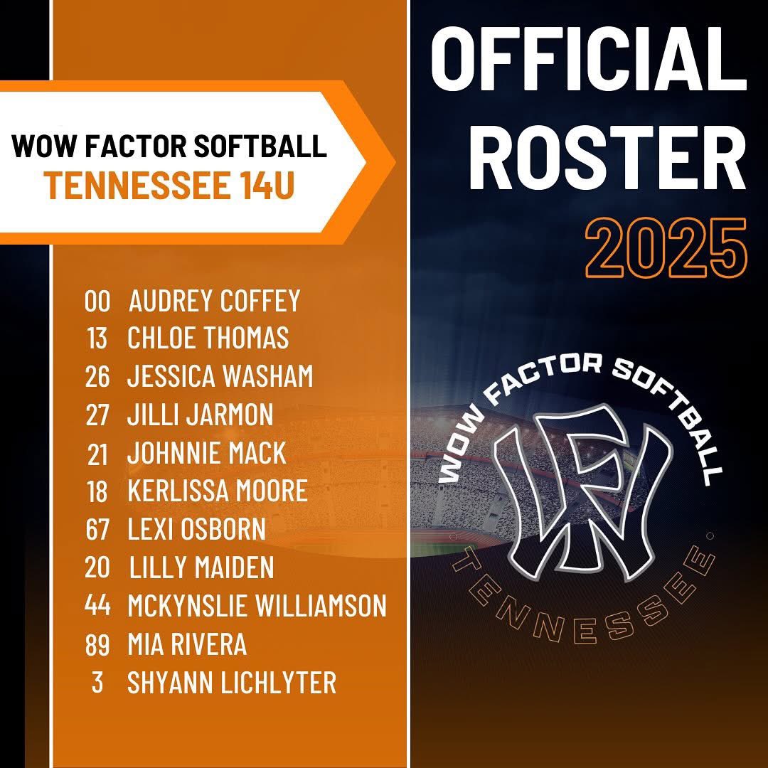 🥎Announcement: unveiling our 14U Wow Factor Tennessee team. Coach Melissa has been hard at work this winter getting these girls ready. We are so excited to see their hard work off the field pay off in a big way on the field. #WowFactor #Knoxvillesoftball