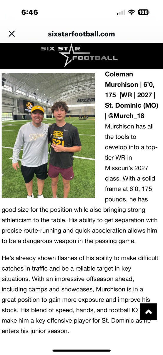 Thank you <a href="/sixstarfootball/">Six Star Football | PLUS+</a> for the write up!
<a href="/JPRockMO/">JP Rock</a> <a href="/GSV_STL/">Gateway Sports Venue</a> <a href="/6starfootballMO/">Six Star Football | MISSOURI</a> <a href="/PrepRedzoneMO/">Prep Redzone Missouri</a> <a href="/NastyWideOuts/">Coach Jacob Peeler</a> <a href="/BOOMfootball/">BOOM Football</a>
