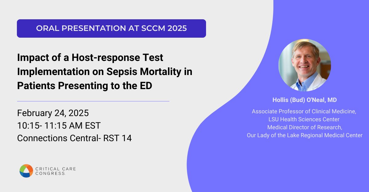 Prepare for an enlightening session at #SCCM2025!
Discover how an emergency department with 100,000+ annual visits saw a decrease in sepsis-related mortality through a host-response test implementation. 
👉Join us on February 24, 2025, from 10:15-11:15 AM EST.

#FOAMed #Sepsis