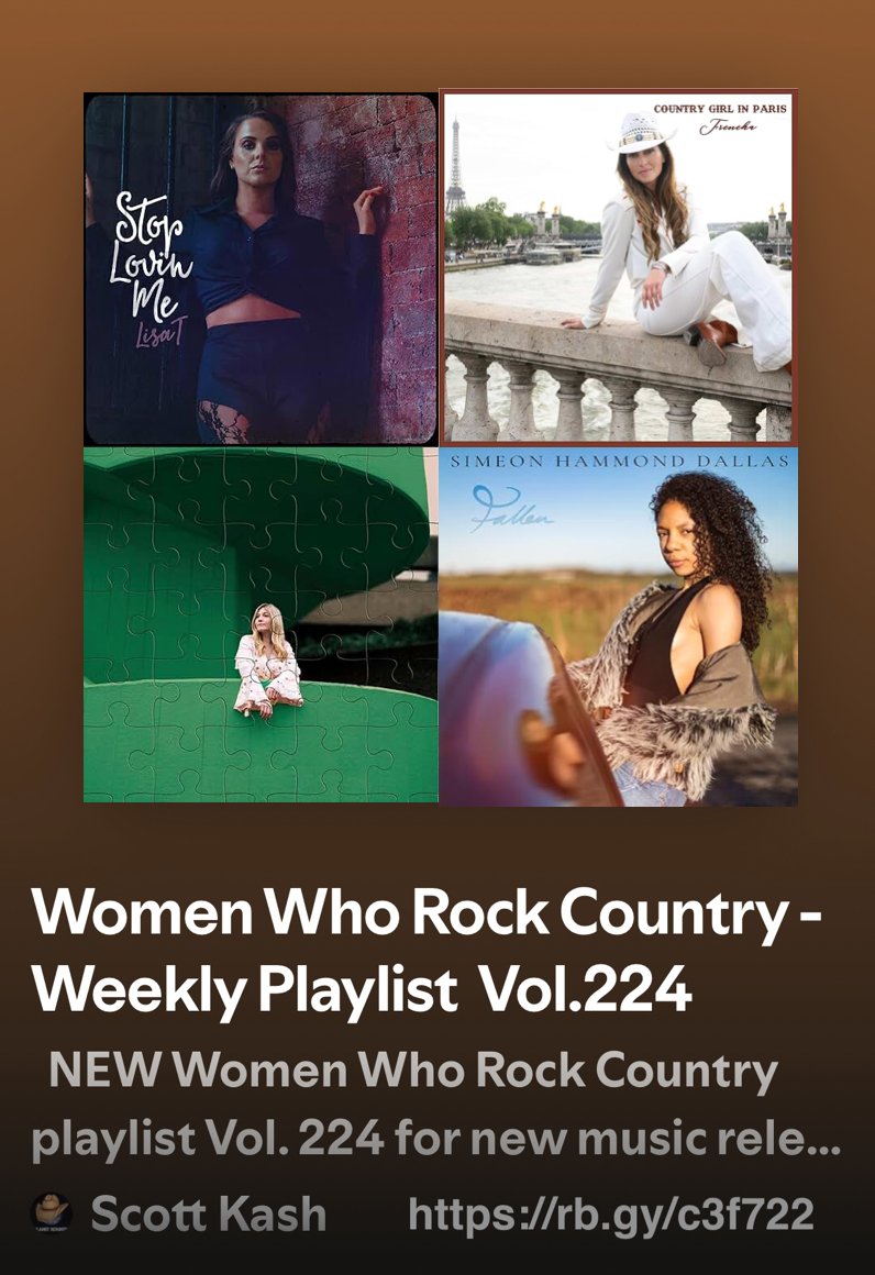 NEW #WomenWhoRockCountry playlist Vol.224 with the best #newcountrymusic from the UK &amp; EU

<a href="/LisaTOfficial01/">Lisa T</a> Stop Lovin Me / This Country Song
#FrenchaMusic Hold Country Girl In Paris
<a href="/Ccampbellmusic/">Charlotte Campbell 🌹</a> Break Fallen
<a href="/shammonddallas/">Simeon Hammond Dallas</a>
+MORE

#Spotify
rb.gy/c3f722

#Country