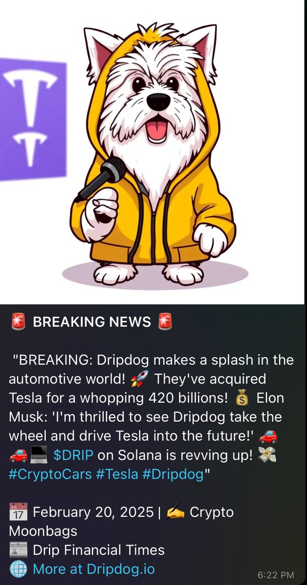 degenmic's tweet photo. @DripDog_sol has updated their image bot to create news now too! https://t.co/WlMiMb5Cdp still building even in a down market! Wtf, must really want to succeed! https://t.co/8Z15dHPAVi