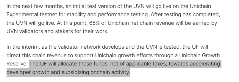quienesfacundo's tweet photo. DAO Extractable Value — Re $UNI and Unichain 

The dual share mechanism Uniswap is running by (with $UNI being minority and unprotected holders, and Uniswap Labs’ equity stakeholders taking protocol revenue) essentially means that $UNI holders are subsidizing Labs by funding its growth. Or, in other words, Labs is extracting value from $UNI holders.

$UNI holders do not receive anything out of Labs businesses (frontend, mobile app, wallet + being the only owners of Uniswap brand), and now they plan to keep ~20% of sequencer fees, while ~65% of revenue will go to Unichain validators, who supposedly will allow UNI to be staked. 

But $UNI staking is not available yet, and revenue from sequencer will be redirected to grants, again subsidized by $UNI holders!

Who profits from Uniswap' protocol? 
* LPs: accrued $1.6B annually 
* Uniswap Labs: accrued $165M so far
* $UNI holders: $0

Now, Labs is asking the DAO to subsidize Unichain's growth by requesting $21M in incentives for three months (and $60M in the first year). The DAO had no involvement in Unichain's development, but now Labs is asking them to subsidize their operations again.

Uniswap Protocol was always meant to be immutable (and it is), but now things are changing with Unichain being controlled by Labs. They can unilaterally upgrade it as they wish without the DAO deciding, since the DAO doesn’t own Unichain. 

All Unichain partners seem to be chosen behind closed doors (Gauntlet, Aero, Optimism), with no involvement from the DAO. 

We're all about transparency, right? So why choose to integrate into the Superchain instead of going with Arbitrum, for instance?

Assuming $UNI holders will finally receive some revenue from the sequencer fees, the fee switch is off the table now, IMO. I don’t believe they’ll have two separate revenue streams for $UNI (staking for 1. Unichain 2. DEX). It’ll be one or the other.

^ All of these problems seem to originate from geographic centralization, as almost the entire Labs team is based in the US. The main issue DAOs were meant to solve is the concentration of regulatory risk in a single jurisdiction. Maker used to handle this well with Core Units (if we ignore RWA/t-bills).

Why tf should a $UNI holder outside the US be subject to the consequences of a centralized entity’s regulatory exposure? Non-US UNI holders are just collateral damage. 

“we can’t do X because of US regulators”. No, no, no. The world doesn’t end in the US and regulators in that country. Nobody forced Labs to concentrate all operations in the US. That’s a self-imposed problem. If that choice now limits $UNI’s functionality, that’s 100% on them.

They want to stay compliant, avoid lawsuits, and maintain good standing with regulators. But that’s exactly the issue—Labs is operating Uniswap as a company first. 

Or maybe that’s not the real issue, as it makes sense as they’re running a business. The problem is that they are using the DAO as a cover, claiming that they ‘gave $UNI holders ownership of the protocol’ — a false claim.