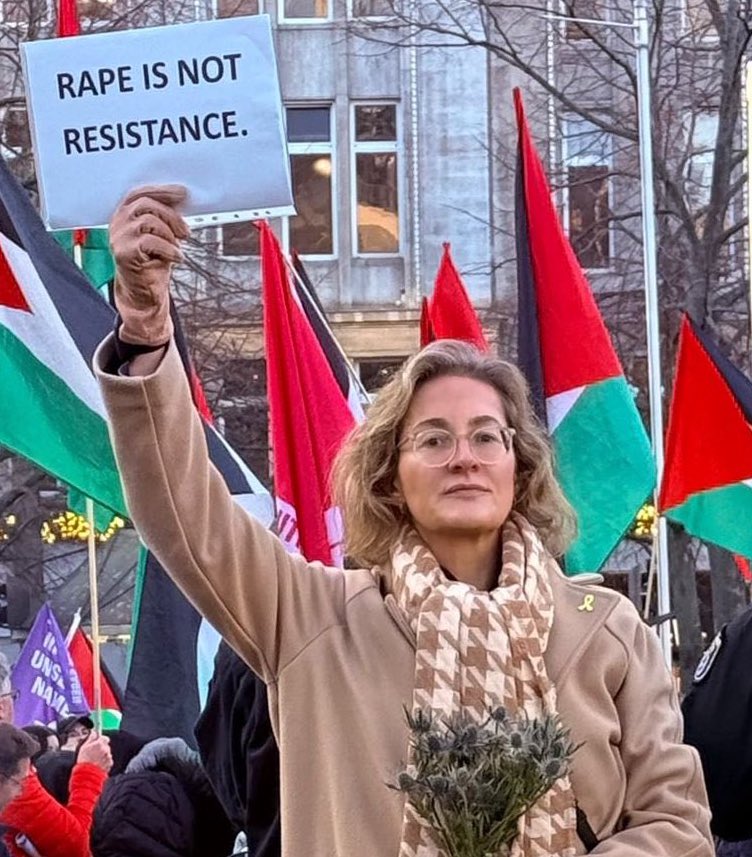 This is what a hero looks like. 

Every week since the October 7th attack, a lone German woman has silently stood in front of pro-Hamas protesters. 

Week after week, <a href="/PreislerKa/">Karoline Preisler</a> has stood in front of the baying mobs as they taunt her and chant Hamas slogans. 

Yet despite this,
