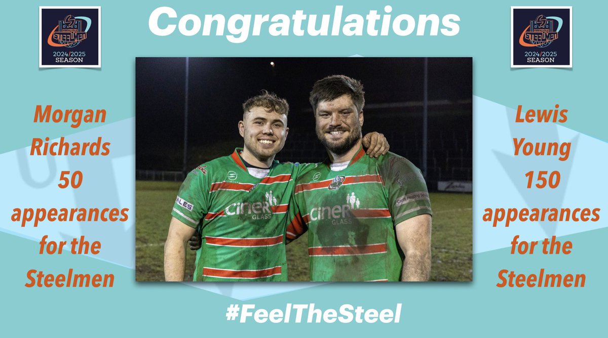 Ebbw Vale Rugby (@evrfc) on Twitter photo Congratulations to <a href="/LewisYoung8/">lewis young</a> and <a href="/mogs_richards15/">Morgan Richards</a> for their 150th and 50th appearances for the Steelmen this evening in the victory over Newport RFC
#FeelTheSteel Congratulations to <a href="/LewisYoung8/">lewis young</a> and <a href="/mogs_richards15/">Morgan Richards</a> for their 150th and 50th appearances for the Steelmen this evening in the victory over Newport RFC
#FeelTheSteel