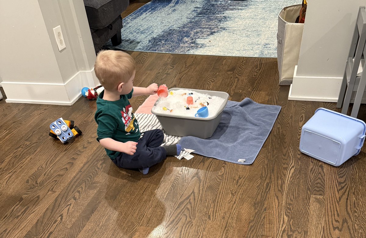Entertaining a toddler means snow inside the house apparently!