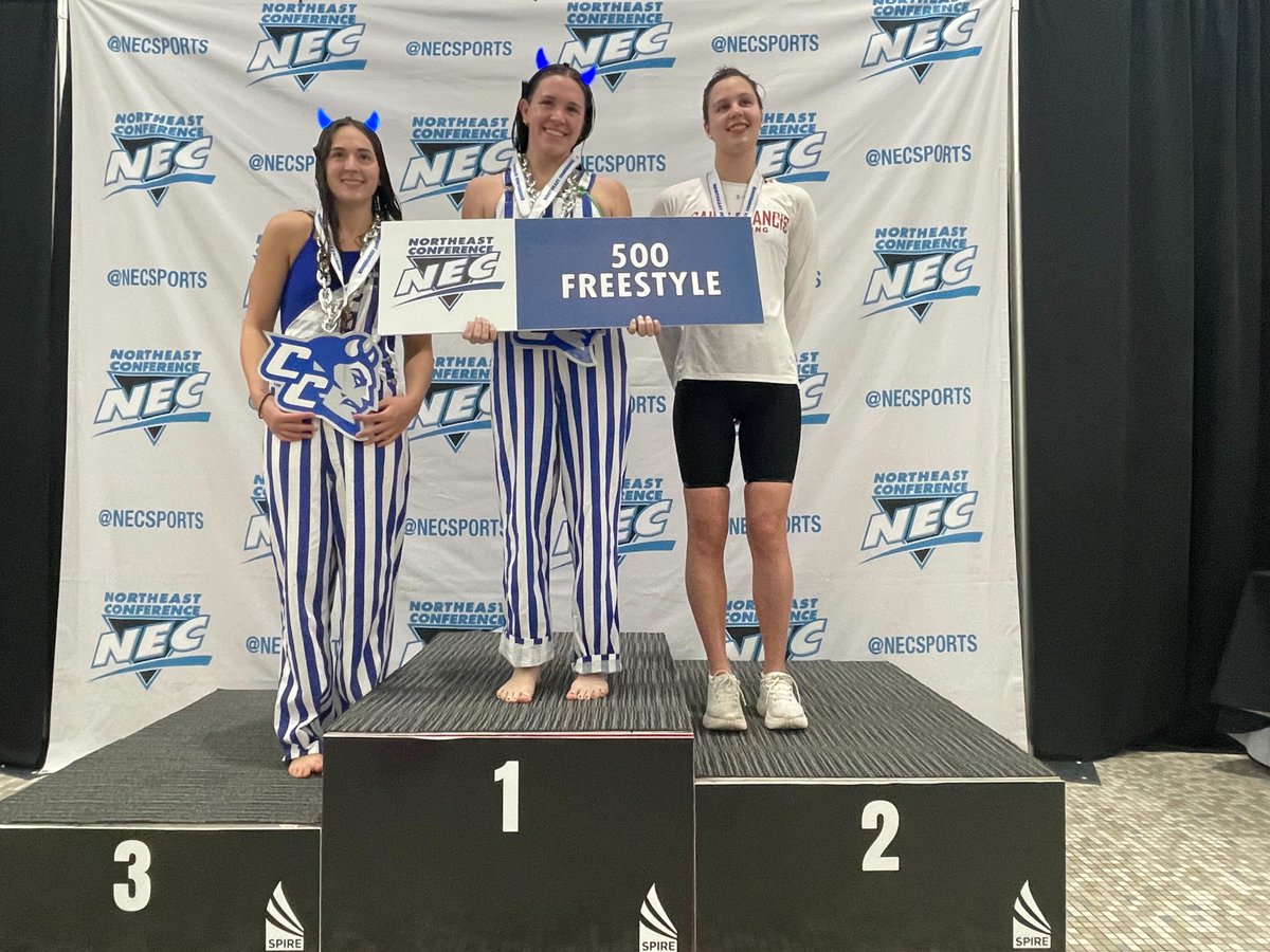 necswimdive's tweet photo. Congratulations to the Women's 500-yard Freestyle winners!👏👏👏

🥇: Abbey Keane, @CCSUswimanddive (4:56.99)
🥈: Aurem Pifarre Planes, @RedFlashSwim (4:58.20)
🥉: Maggie Rutledge, @CCSUswimanddive (4:58.38)

#NECSwimDive x #NECchamps🏆 https://t.co/pRsVaoHuwf