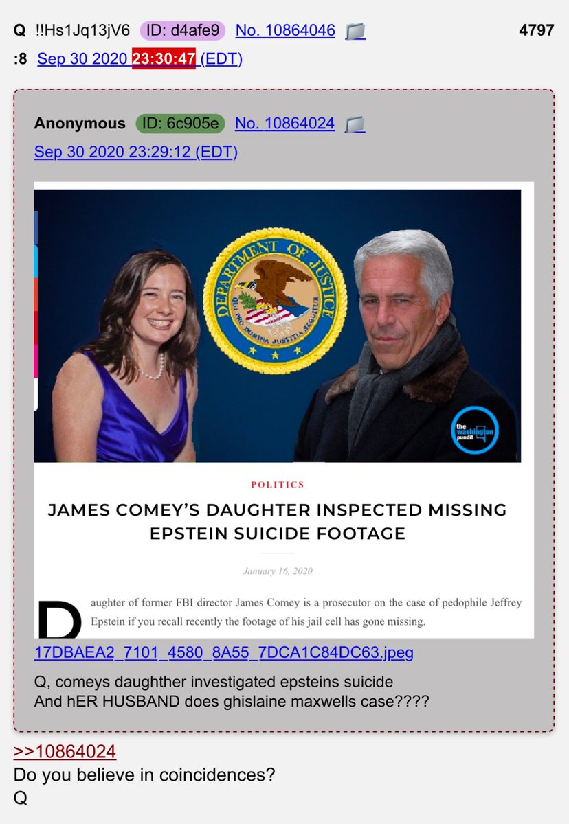 SirOliverPollock(KAIZER)😎 🧐 🤫 (@sircensorlot) on Twitter photo 💣 BIG BOOM!
.<a href="/Scavino47/">Dan Scavino</a> DROPS A 0:47 SEC VIDEO AT 2:33 PM
23:30:47 💥💥💥
WHO WAS DIRECTOR OF FBI WHEN JEFFREY EPSTEIN WAS “EPSTEINED”? 🤔
WHO WAS THE PROSECUTOR THAT INSPECTED THE “MISSING” SUICIDE FOOTAGE? 🤔
WELL… WE HAVE A NEW SHERIFF IN TOWN! AND HIS NAME IS KASH… KASH ME 💣 BIG BOOM!
.<a href="/Scavino47/">Dan Scavino</a> DROPS A 0:47 SEC VIDEO AT 2:33 PM
23:30:47 💥💥💥
WHO WAS DIRECTOR OF FBI WHEN JEFFREY EPSTEIN WAS “EPSTEINED”? 🤔
WHO WAS THE PROSECUTOR THAT INSPECTED THE “MISSING” SUICIDE FOOTAGE? 🤔
WELL… WE HAVE A NEW SHERIFF IN TOWN! AND HIS NAME IS KASH… KASH ME