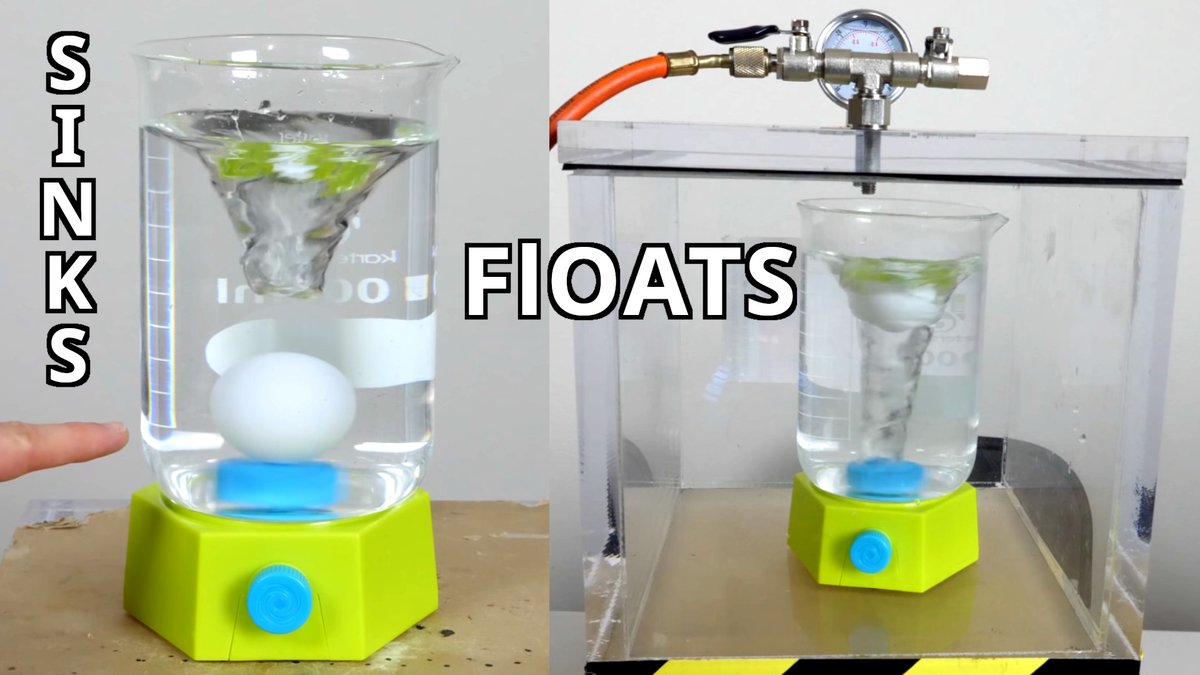 MathEasySolns's tweet photo. 🔬#MESExperiments 47: Ping Pong Ball Floats in a Water Vortex when inside a Vacuum Chamber https://t.co/aA2kssQJ8i

In this experiment I have uploaded the 2018 video by The Action Lab showing a ping pong ball in a whirlpool or water vortex sinks under normal atmospheric pressure but floats inside a vacuum chamber.

#science #physics #education #engineering #STEM