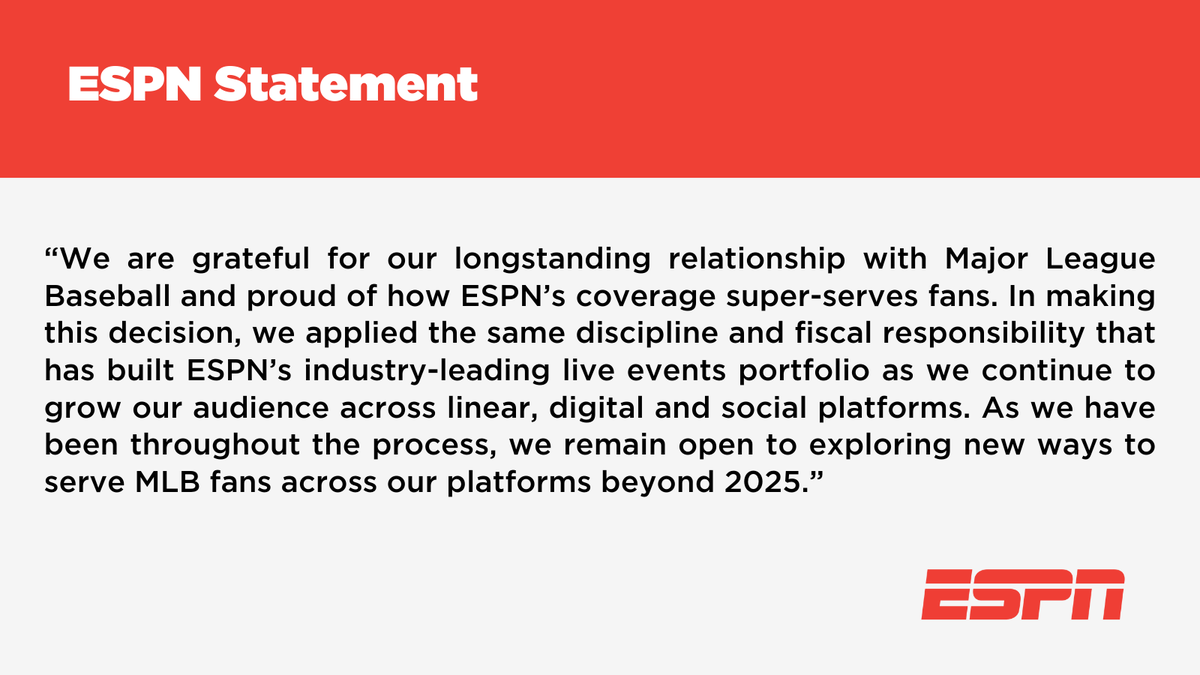 ESPN statement on our decision to opt out