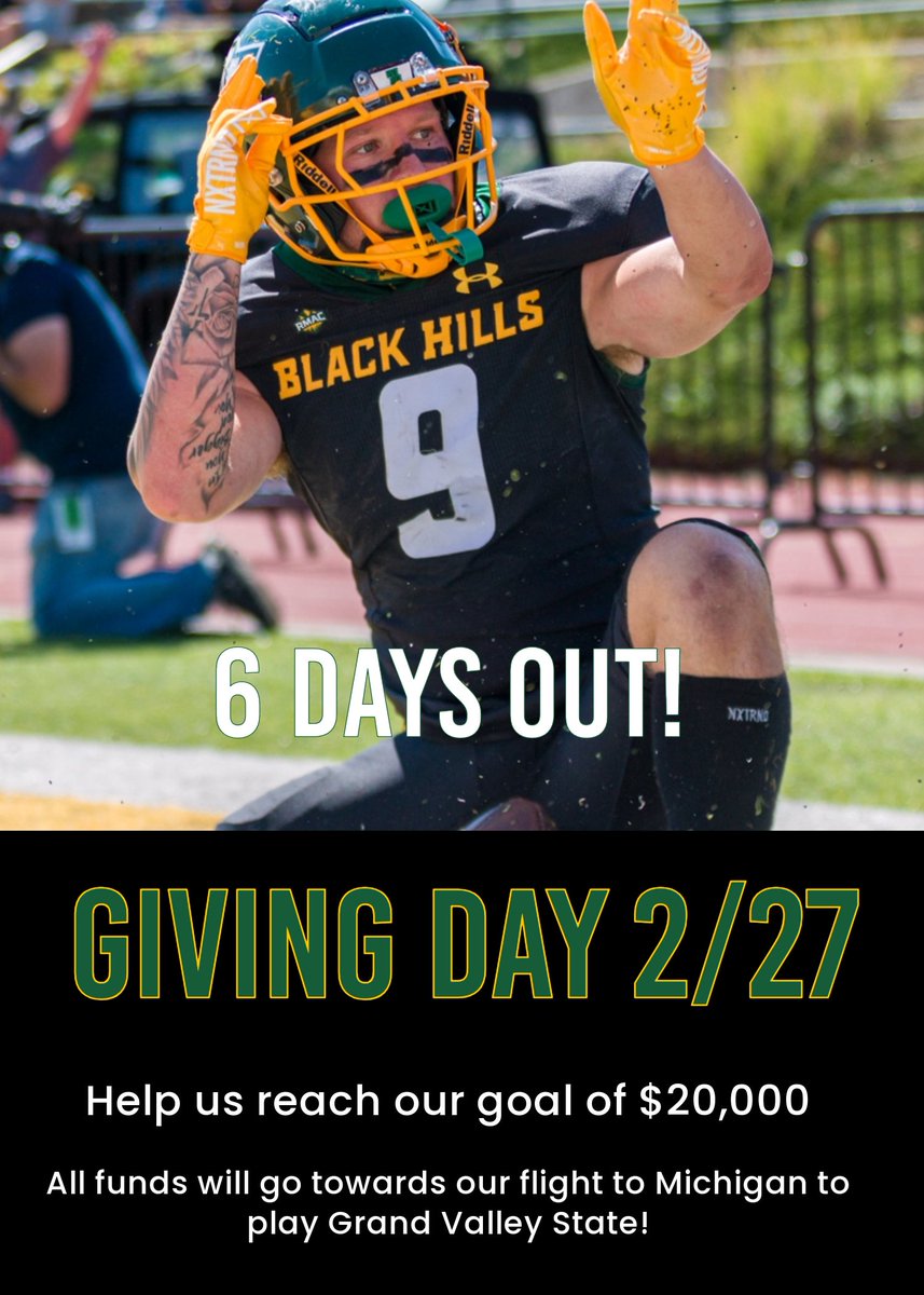 Please consider donating to Yellow Jacket Football on our annual Giving Day - February, 27th! All funds will go towards the cost of our flight to Grand Valley State in September. Link: fundraise.givesmart.com/vf/25JGB/BHSUF… #WEoverME #JacketsGiveBack