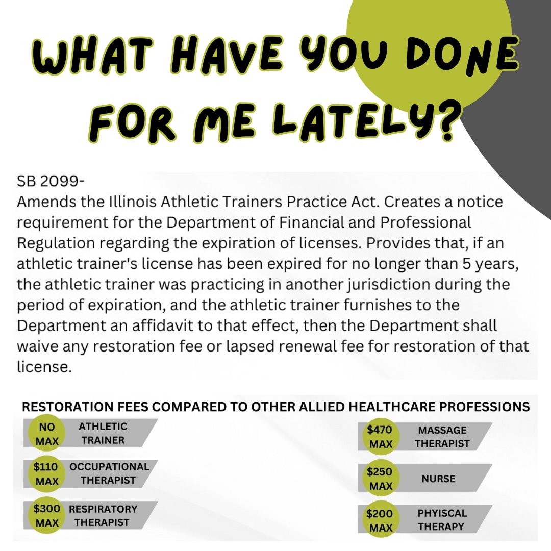 ILAthTrainers's tweet photo. Your IATA Governmental Affairs Committee is hard at work!!
The GAC is currently trying to save you money! They are currently working on amending the practice act to limit the restoration fees you might incur if you let your license lapse.
#at #athletictraining #practiceact https://t.co/KBpGeust5J