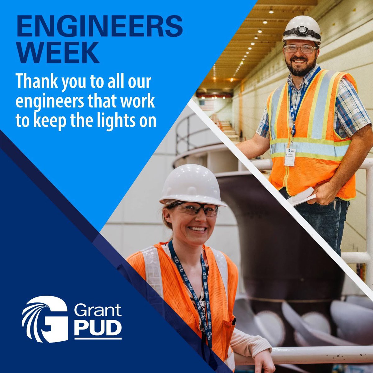 This Engineers Week, we’re celebrating the dedicated professionals at Grant PUD who work tirelessly to keep our communities powered. Thank you for your innovation, expertise, and commitment to providing reliable energy every day. We couldn’t do it without you.
 #EngineersWeek