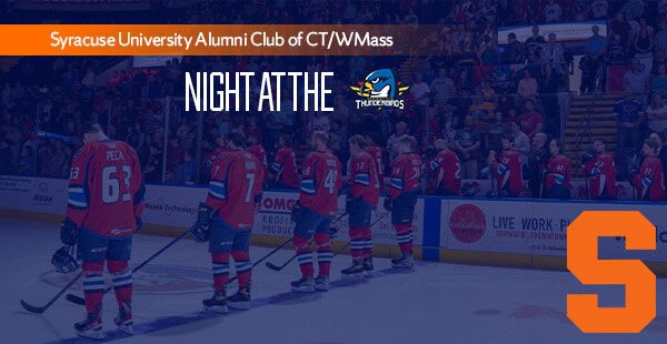 We have one FREE ticket left in our block of 30 for Saturday night's club outing in Springfield at the <a href="/ThunderbirdsAHL/">Springfield Thunderbirds</a> game. Any <a href="/SUAlums/">Syracuse University Alumni🍊</a> in #WesternMA or #NorthernCT want to join us? We'll be pre-gaming it at <a href="/MGMSpringfield/">MGM Springfield</a> South End Market too. #OrangeFamily #Cuse 🍊 🏒