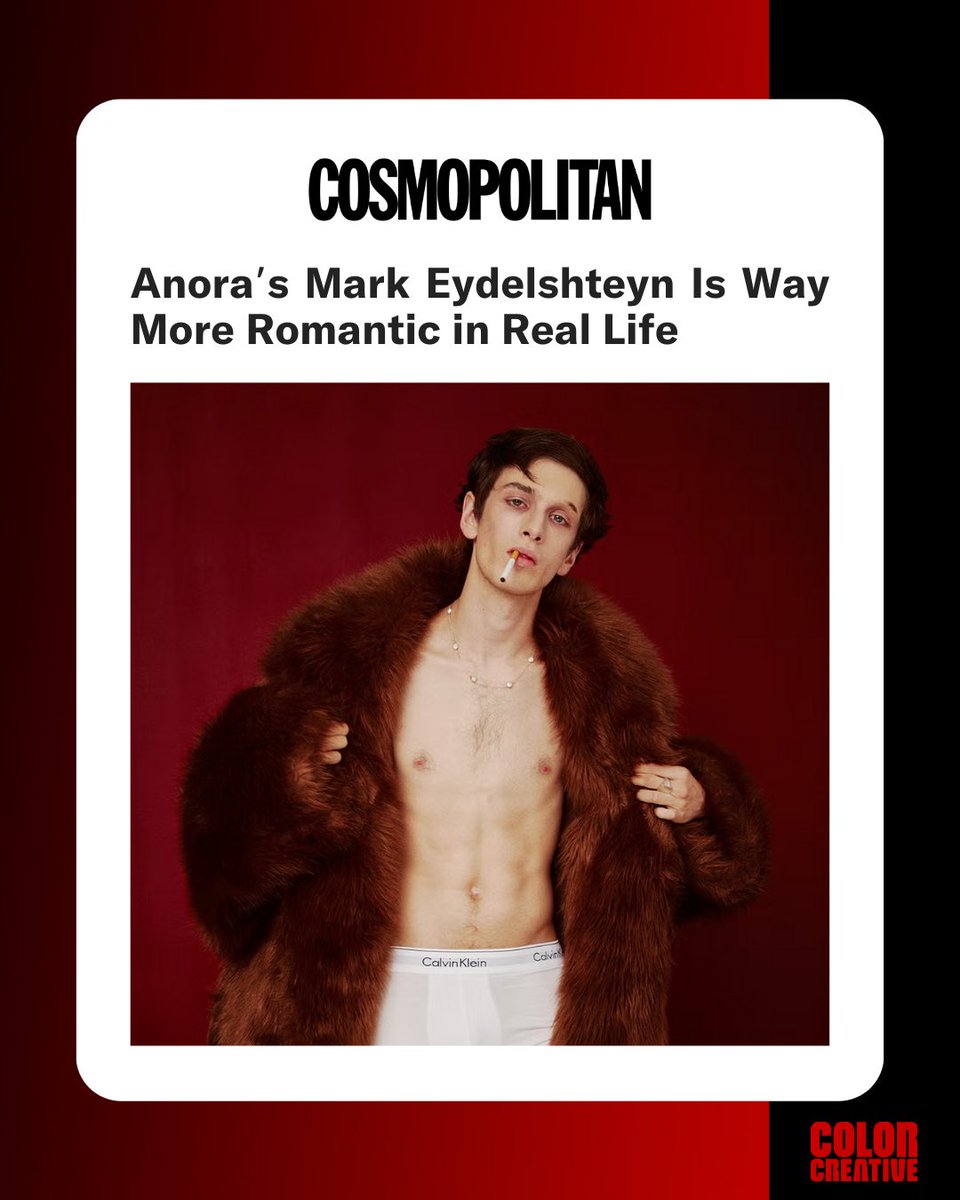 ColorCreative (@cocremgmt) on Twitter photo Following his role as Ivan in “Anora” and the announcement that he will be playing Mr. Smith in “Mr. and Mrs. Smith,” #ColorCreative Client #MarkEydelshteyn sat down with <a href="/Cosmopolitan/">Cosmopolitan</a> to speak about his recent success and personal life. Following his role as Ivan in “Anora” and the announcement that he will be playing Mr. Smith in “Mr. and Mrs. Smith,” #ColorCreative Client #MarkEydelshteyn sat down with <a href="/Cosmopolitan/">Cosmopolitan</a> to speak about his recent success and personal life.