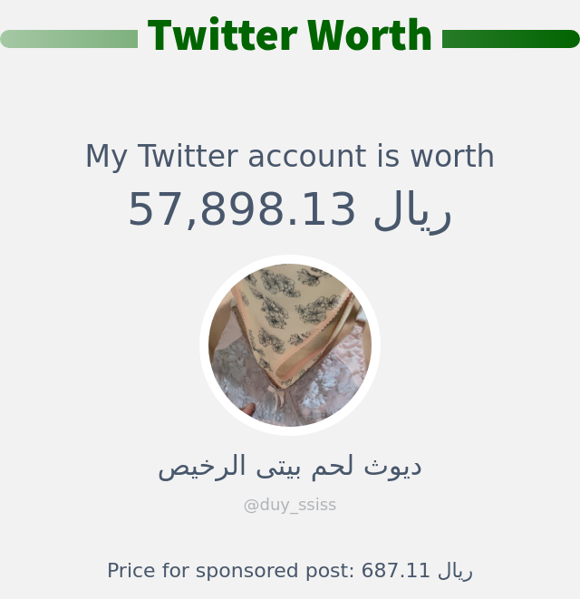 قيمة حسابي على تويتر هي: ٥٧٬٨٩٨٫١٣ ريال 

⬅️ infinityweet.me/account-worth?…