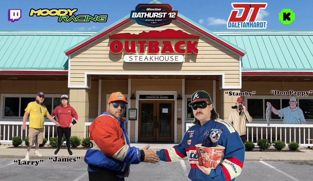 It’s official:

I will be running the Bathurst 12 tomorrow night with the boys at ‘The Progrum’ 

Practicing tonight, as well as more NASCAR ATL Stupidity 

P11 at the Daytona 24
P__? at the Bathurst 12 

Live at 8:15PM ET: kick.com/daletanhardt